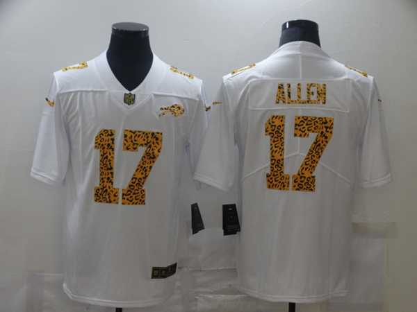 Mens Buffalo Bills #17 Josh Allen 2020 White Leopard Print Fashion Limited Football Stitched Jersey Dzhi